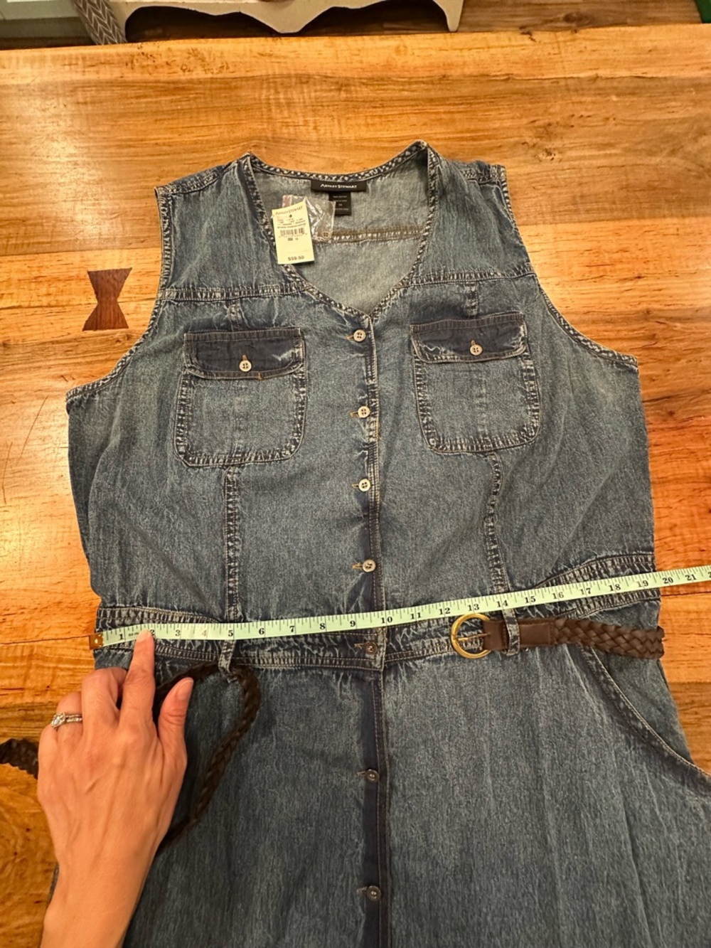 Ashley Stewart Denim Maxi Dress Size 16 NWT Bohemian Western Coastal Cowgirl - Picture 9 of 10